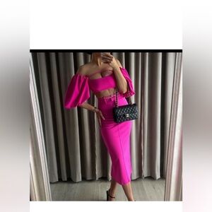 Zara pink midi skirt pencil
